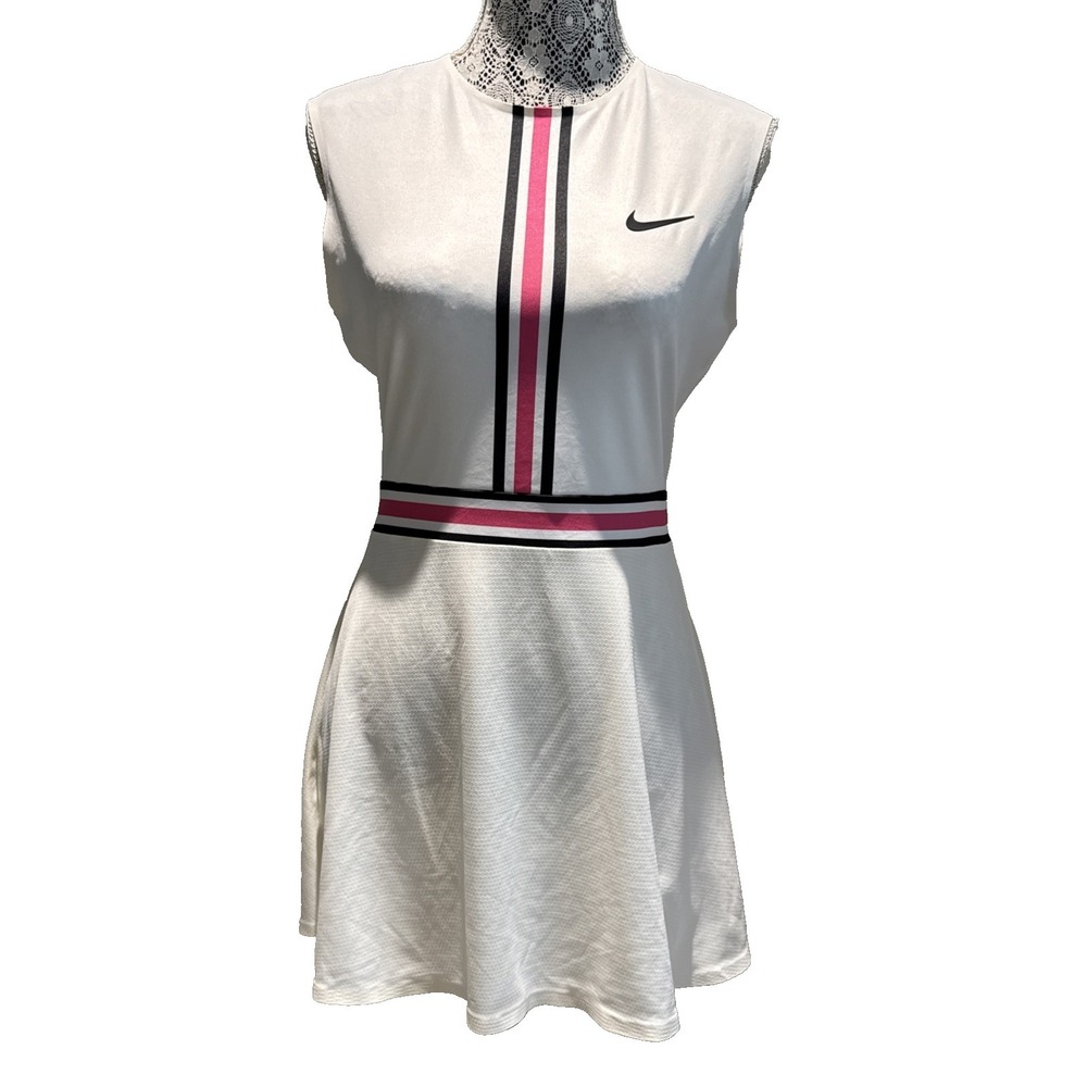 Nike Court Flare Tennis racquet Dress White Pink Size Small woman's